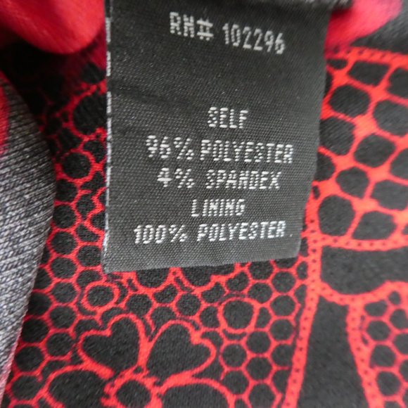 Vintage 90s Dress Asymmetrical Red Black Tulip Faux Wrap L - Picture 7 of 8